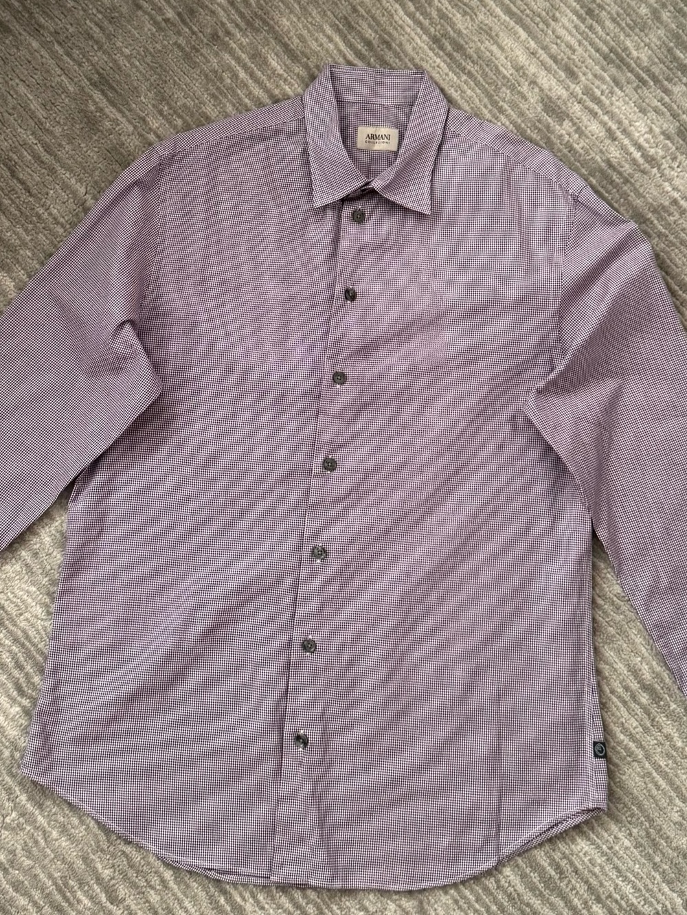 Armani Collezioni Men's Purple Micro-Check Dress Shirt
